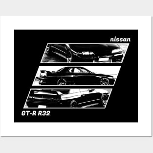 NISSAN SKYLINE GT-R R32 Black 'N White Archive 2 (Black Version) Posters and Art